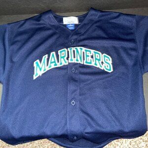 Starter Ken Griffey Jr #24 Seattle Mariners Blue Button Up Jersey - Size YXL
